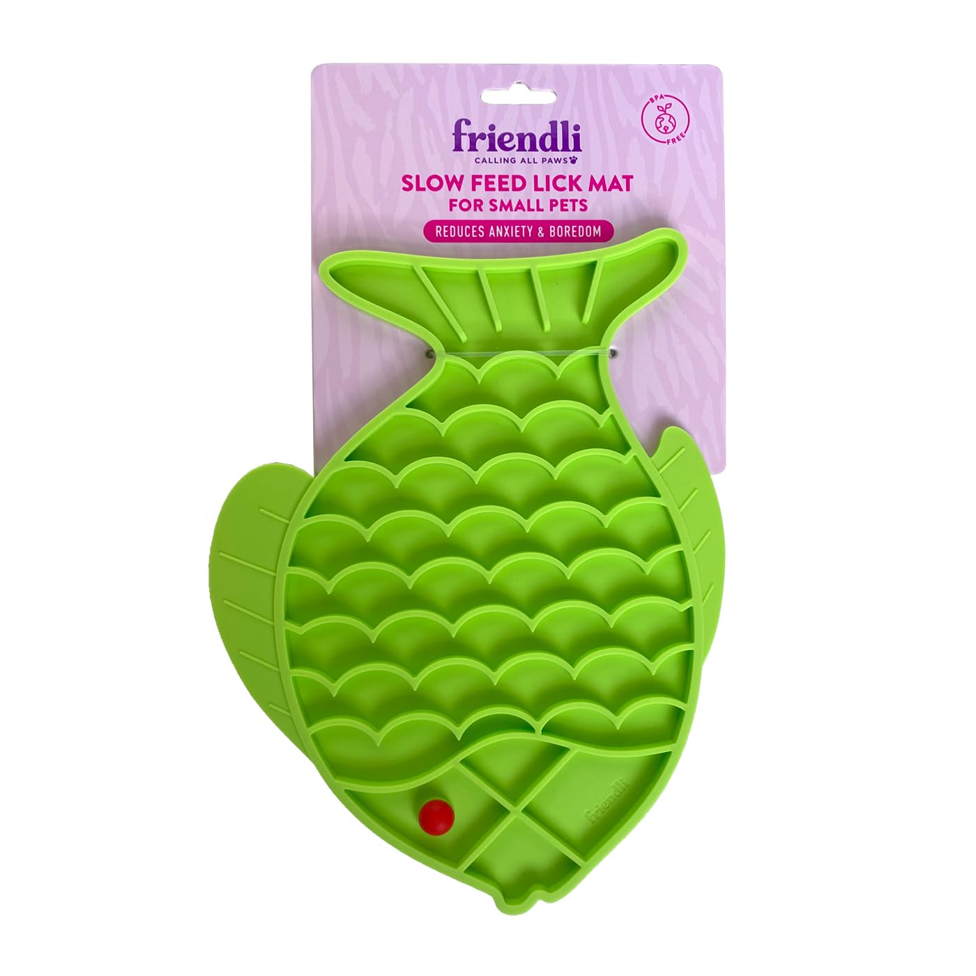 Friendli Cat Fish Shape Silicone Slow Feed Lick Mat, Mental Stimulation and Anxiety Relief