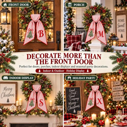 Christmas Wreath Sash for Front Door, Personalized with Initial Bow,#A - image 7