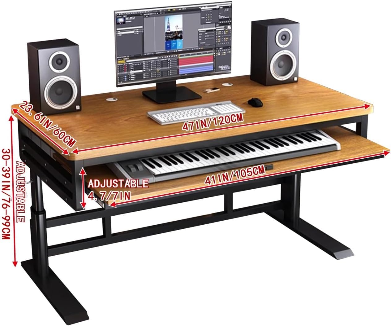 Amazon.co.jp: HEXIMANX スタジオデスク キーボードトレイ付き