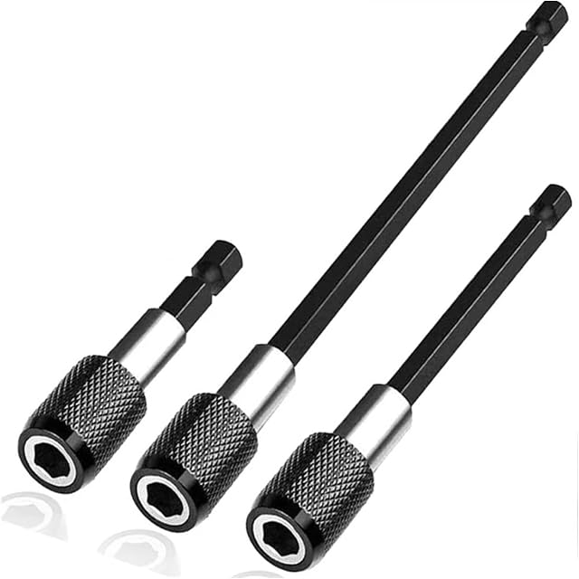 DOLUNTO 1/4 Inch Hex Shank Quick Release Screwdriver Magnetic Drill Bit Holder with Adjustable Collar Extension Bar 60/100/150mm Durable (Color : 3PCS)