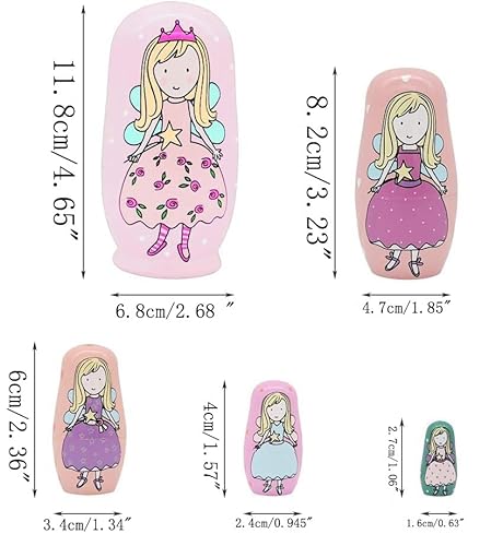 Harxin 5-Teiliges Matrjoschka-Set, Klassische Holzmatrjoschka, Tierfiguren aus Holz, Puppen für Wohnzimmer, Feste, Partys, Schlafzimmerdekoration