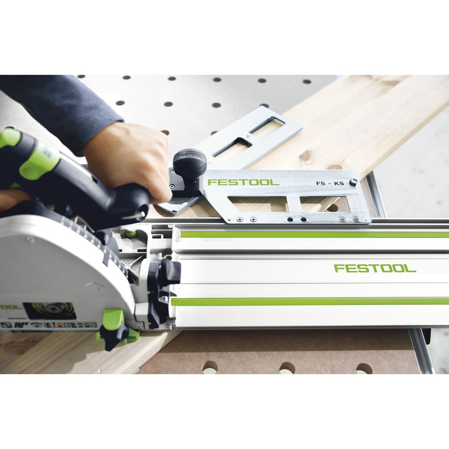 Festool Falsa Escuadra Combinada FS-KS para Guía Rail | Escuadra de ángulo ajustable con escala graduada - compatible con sistema de guías Festool FS
