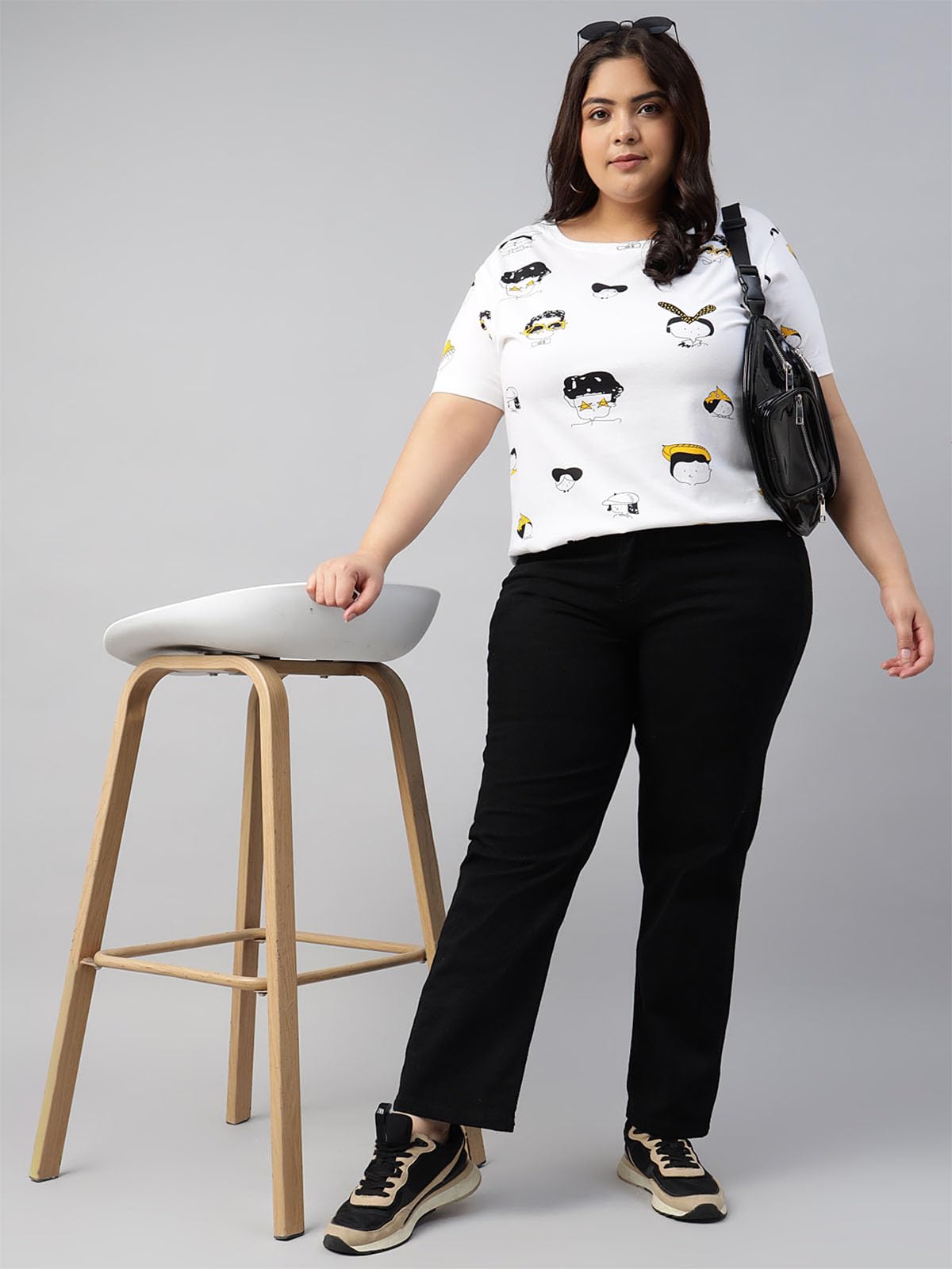 JUNEBERRY 100% czysta bawełna plus size luźny krój bez ramiączek nadruk graficzny plus size damskie koszulki połączenie 2 sztuk (2XL do 5XL)