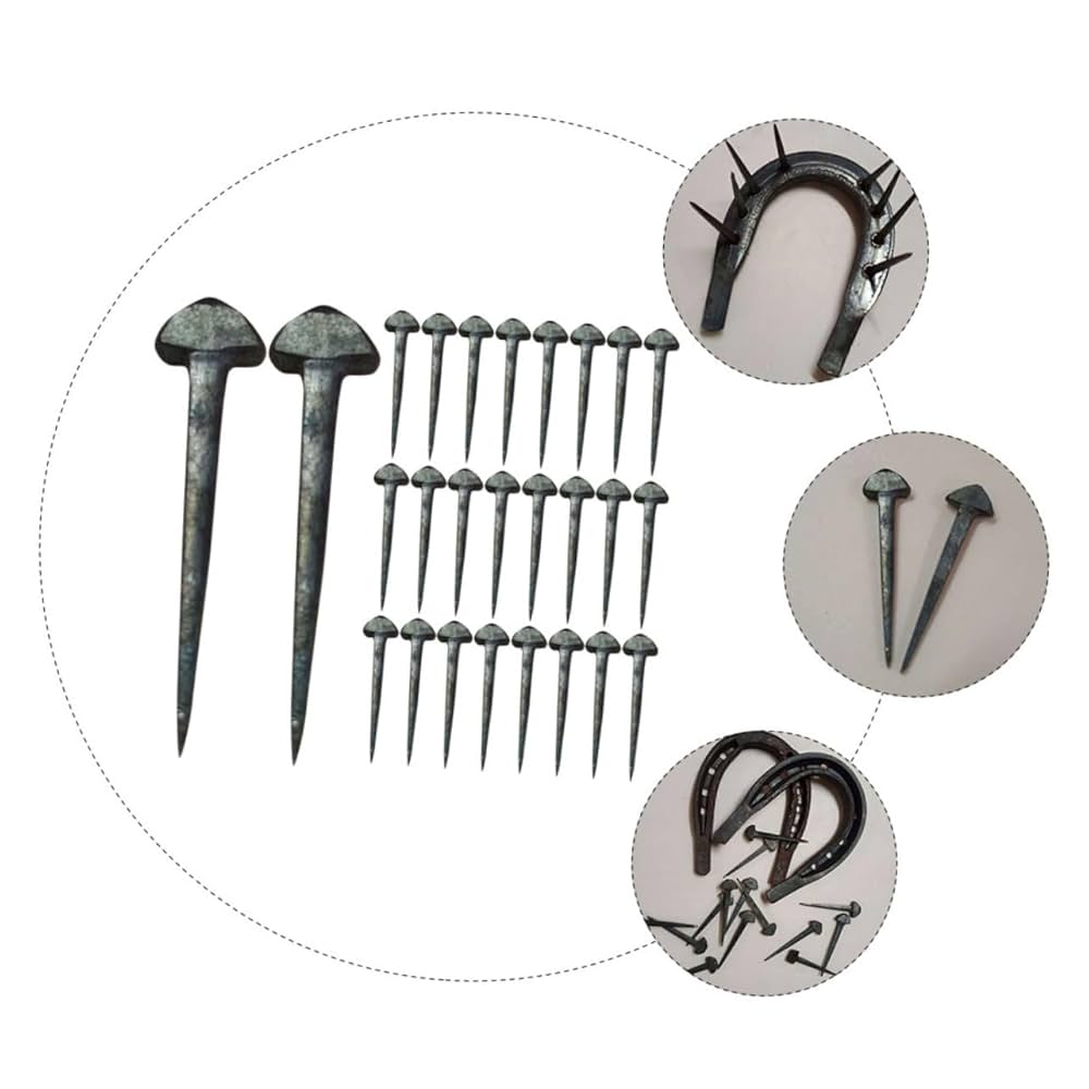 Amazon | SEWOART 50個 馬蹄形の釘 馬蹄固定具 蹄鉄固定釘 小型