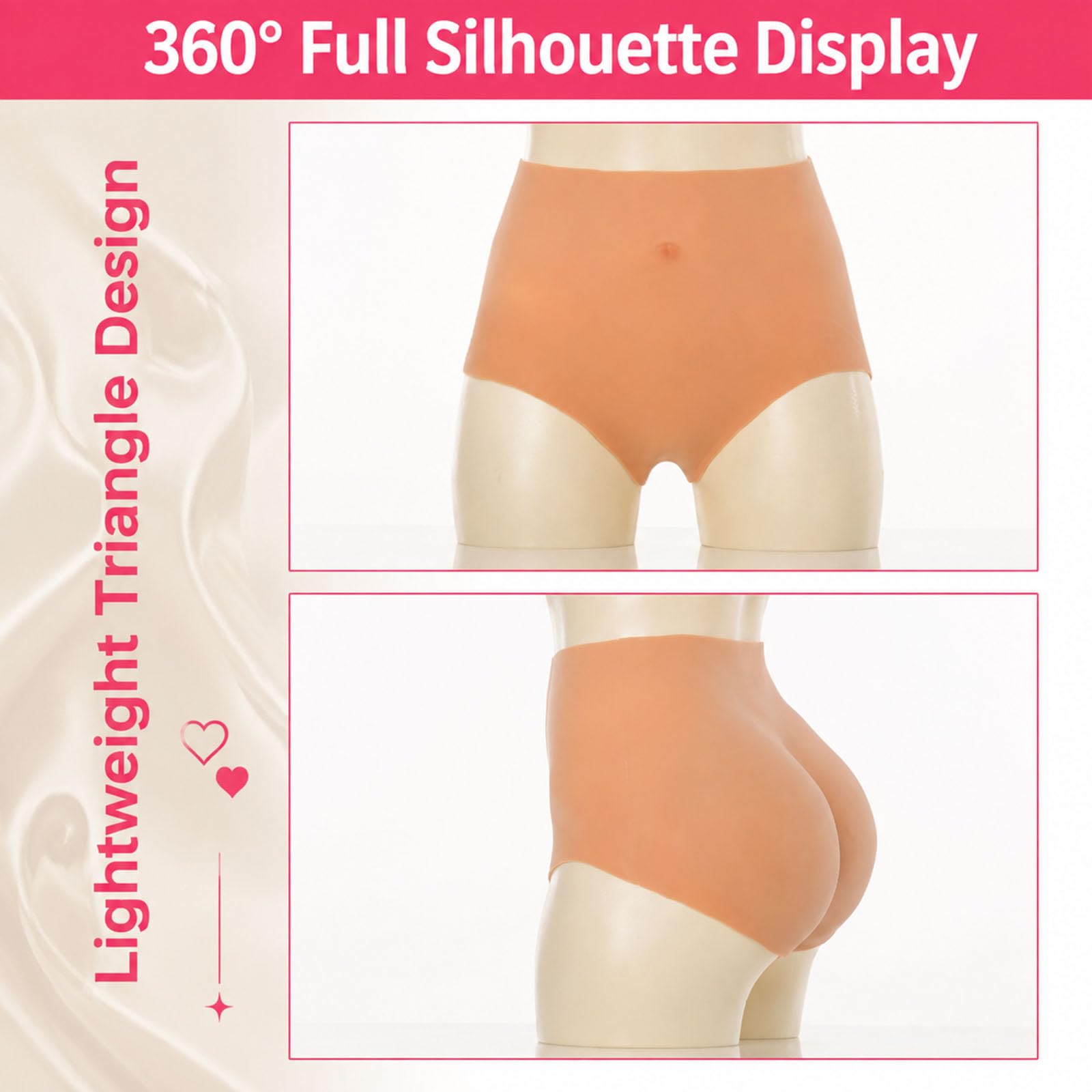 Mutandine Modellanti in Silicone a Vita Alta per esaltare i Glutei, Ideali per Crossdresser, Cosplay e Persone Transgender