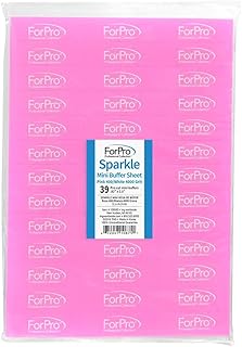 ForPro Professional Collection Sparkle Mini Buffer Sheet, Pre-Cut, Double-Sided Manicure & Pedicure Nail Buffers, Pink 400/White 4000 Grit, 39-Count