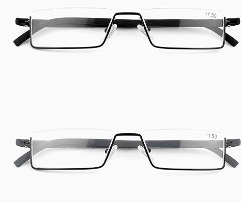 Miniatura 2 de Lentes de lectura de medio marco con estuche portátil, lentes de lectura delgados y ligeros para mujeres y hombres (2 pares 1.5)