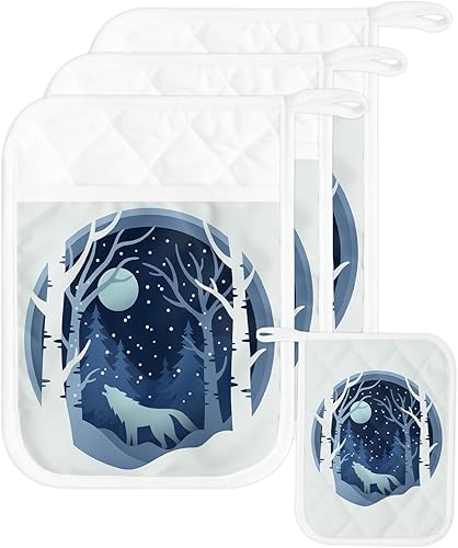 Miniatura 8 de Juego de 2 ollas de Navidad para cocina, antideslizantes y aislantes de calor, juego de agarraderas de tela de toalla con bolsillo, guantes gruesos