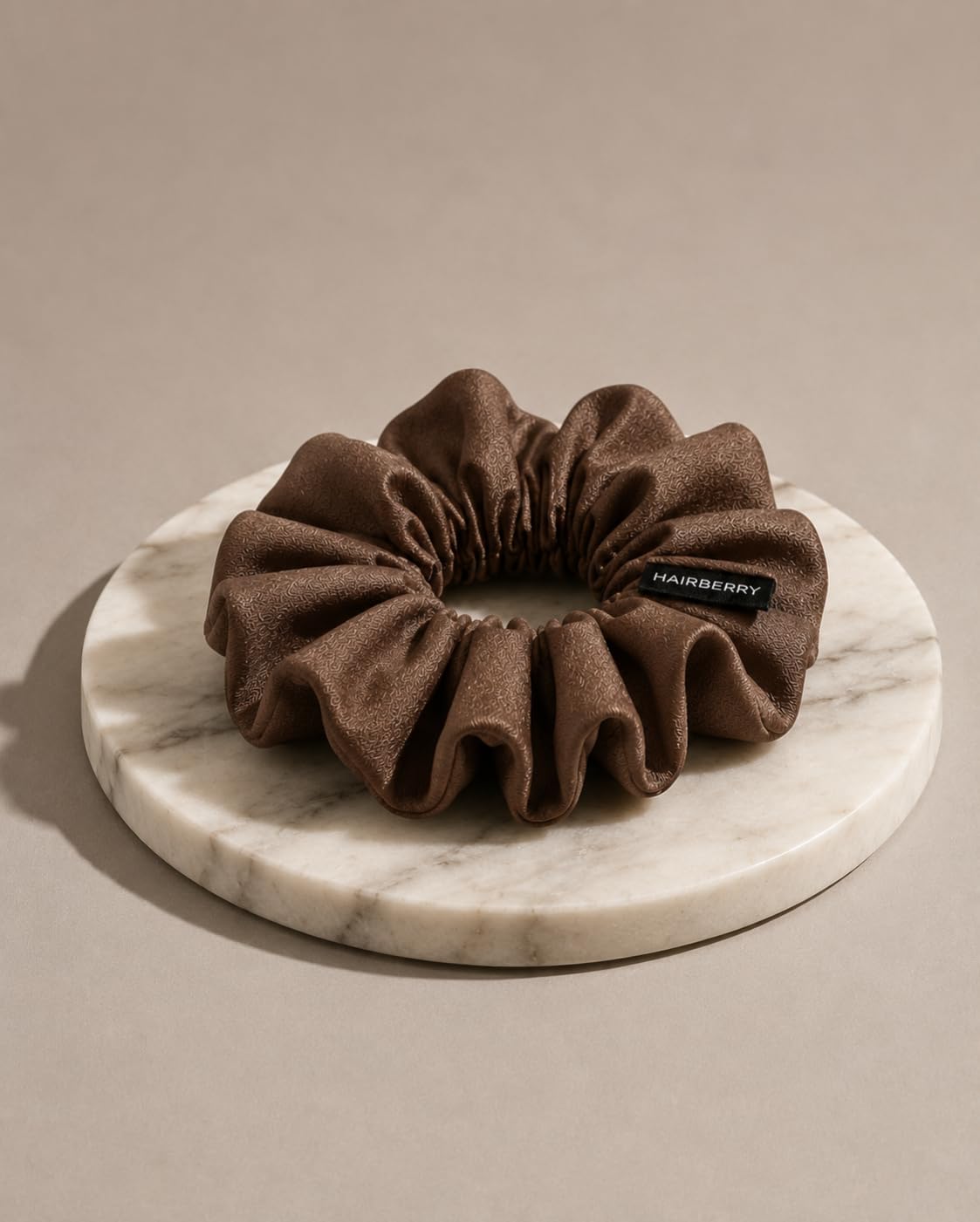 Hairberry Premium And 100% Pure Imported Satin Scrunchie for Women/Girl |Dusty Brown colour, Large, Anti-Crease, Gentle on Hair, Reduces Breakage, Premium Luxury Hair Tie for Daily use,Party use and Bridal Wear (Dusty Brown), 2