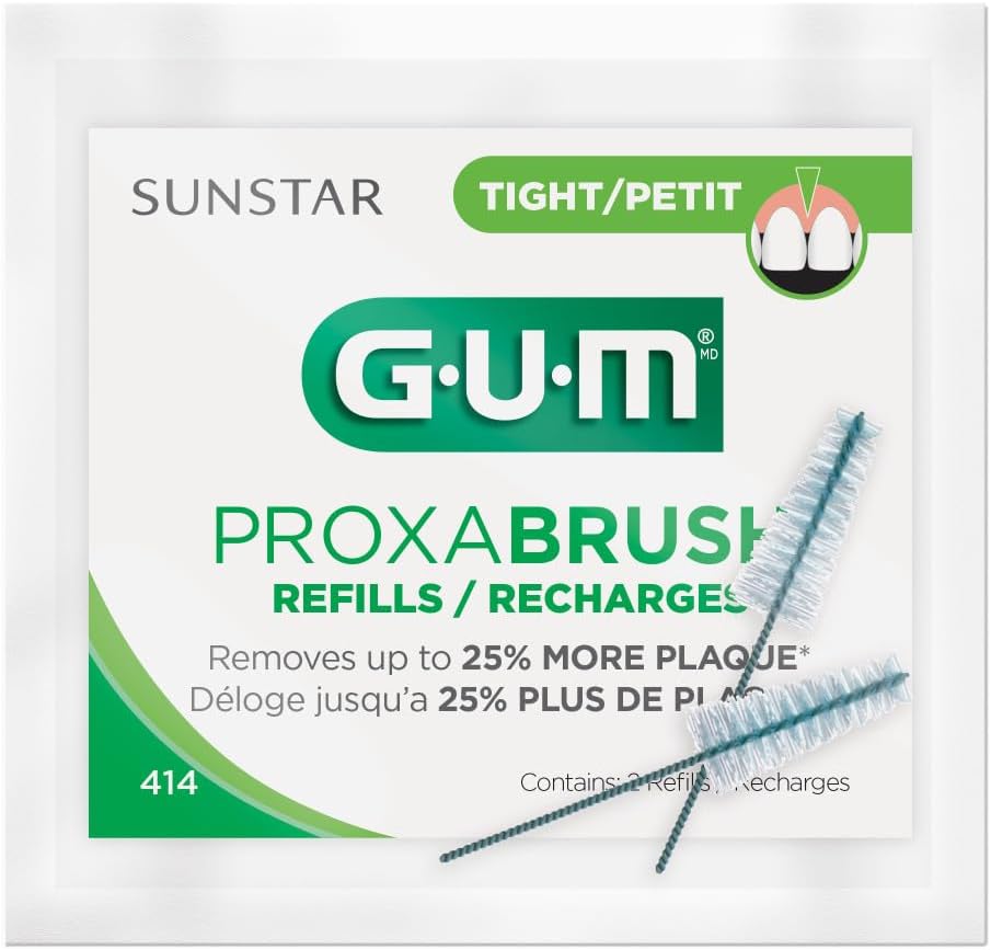 GUM Proxabrush Go-Betweens Refills, Tight, 414PQF, Compatible Permanent Handle, Professional Sample, 36 Count