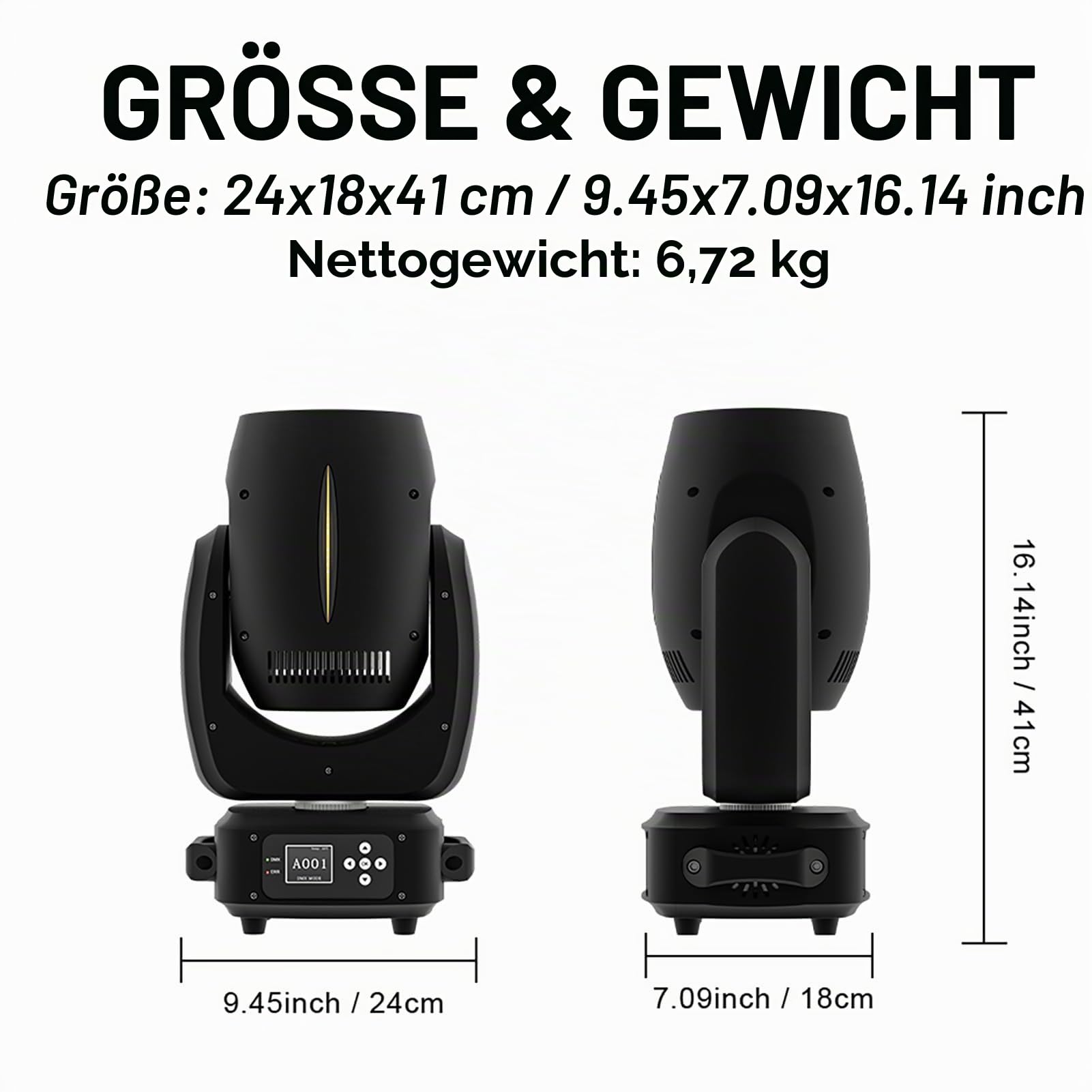 SHEHDS Bühnenleuchten 180W, 14 Gobos 11 Farben Scheinwerfer, Strahl/Frost/Prisma/Zoom Effekt, 18 Facett Prisma DMX512, 120mm Durchmesser Objektiv, DJ Bühne für Hochzeitsparty Tanz