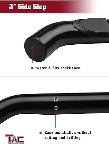 Miniatura 6 de TAC - Estribos laterales para camioneta Dodge Nitro 2007-2012, barras laterales negras de 3 pulgadas, barras de Nerf, rieles de escalón, estribos,