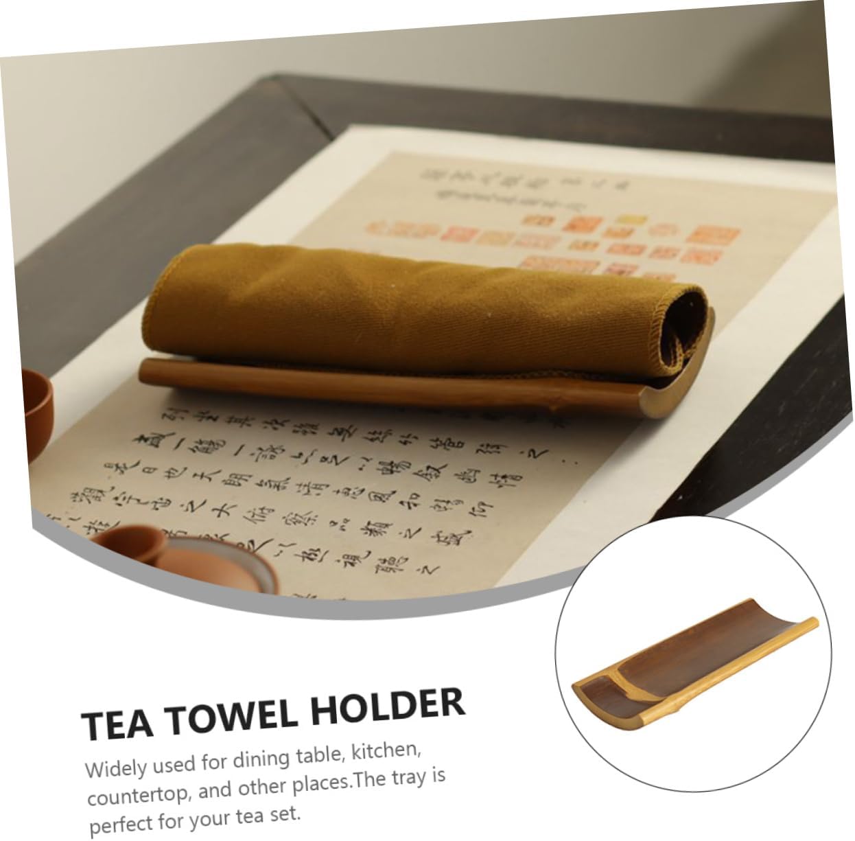 Luxshiny Tea Towel Tray Traditional Manual Tea Adornment for Dining Table and Kitchen Smooth Polished and Home Decor