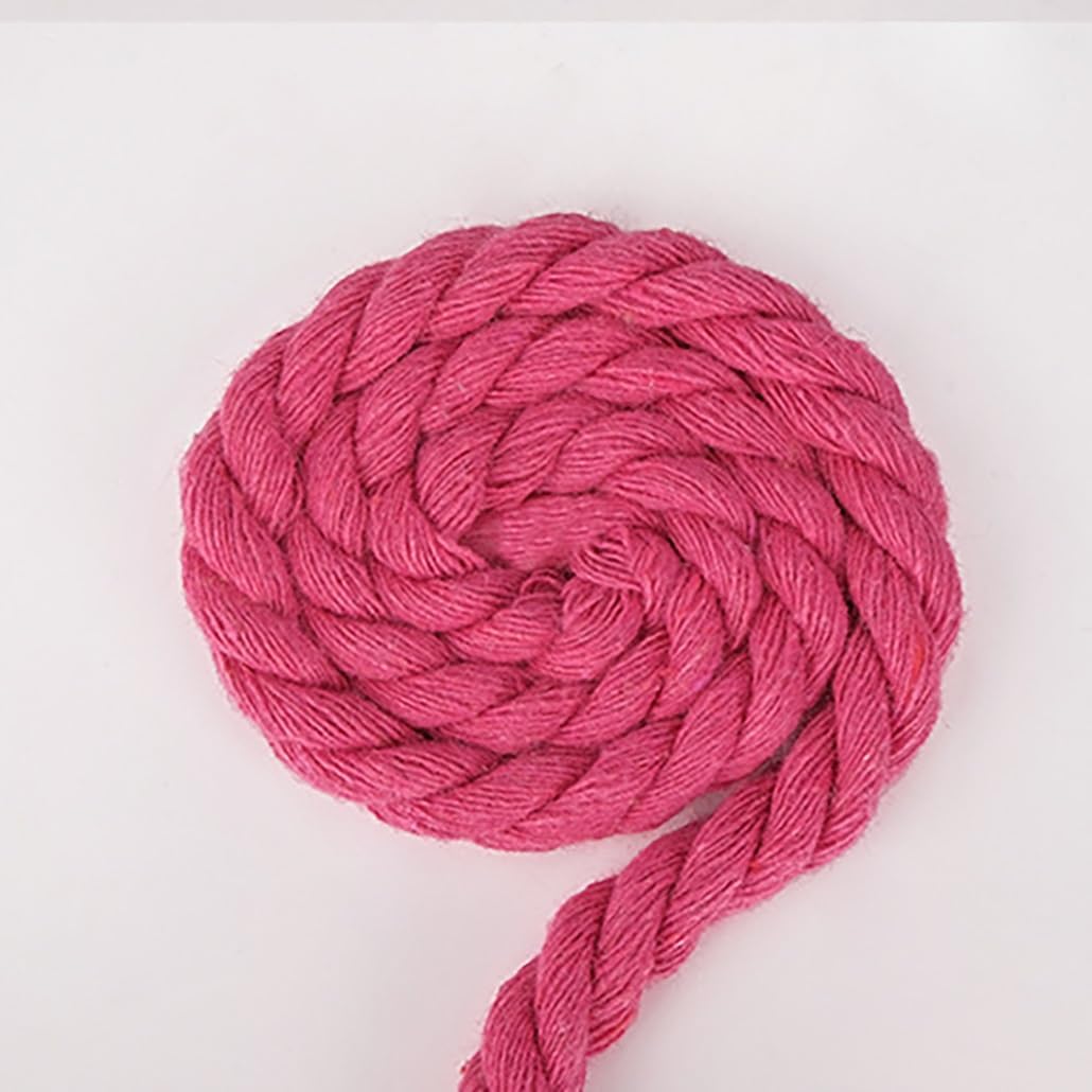 3-Strand Twisted Cotton Rope, 1/4" 1/2" 3/4" Thick Soft Rope Cord for DIY Crafts Home Decor Gardening Swing Beds Tug of War(Pink2,8mmx10m/(1/4" x30'))