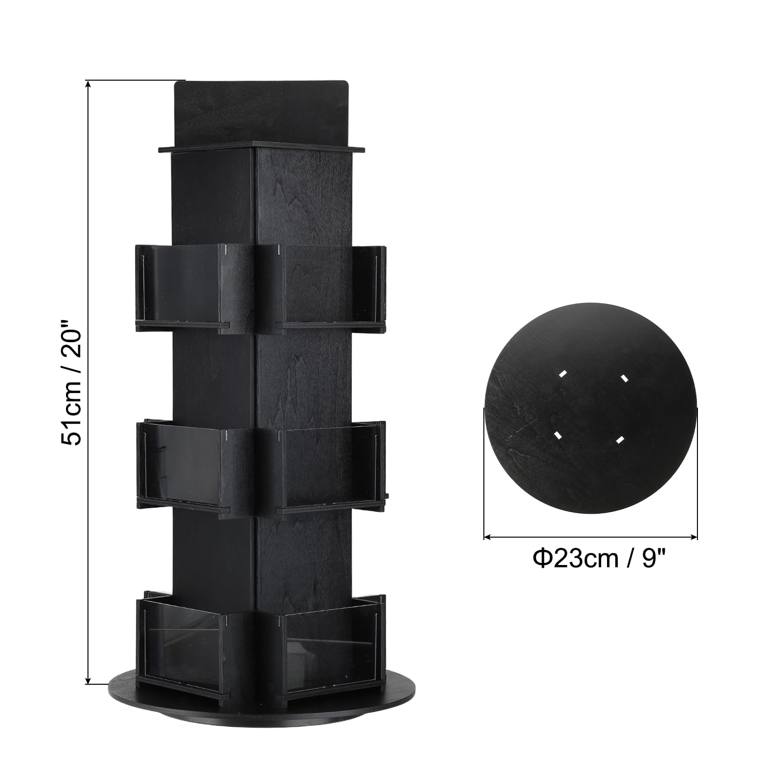 PATIKIL Portacarte Girevole, Supporto Girevole A 3 Livelli in Legno per Cartoline Portacarte per caffè Tavolo Retail, Nero