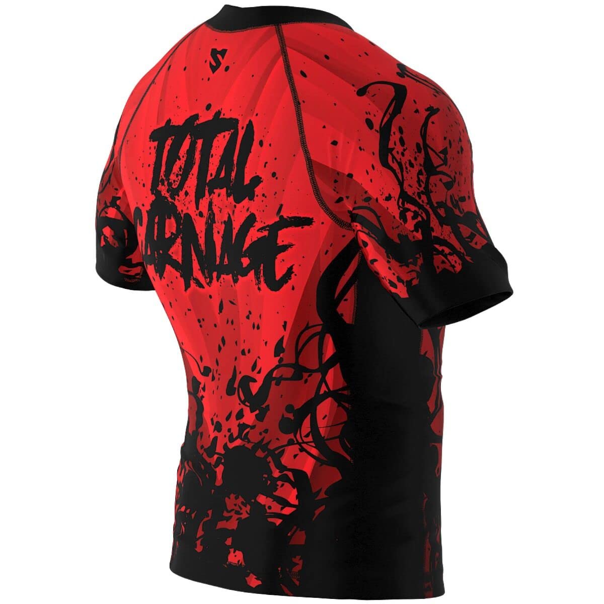SMMASH Helion Rashguard Hombre Manga Corta, Camisetas Hombre para MMA, Artes Marciales, Krav Maga, BJJ, K1, Karate, Material Transpirable y Antibacteriano — view 2