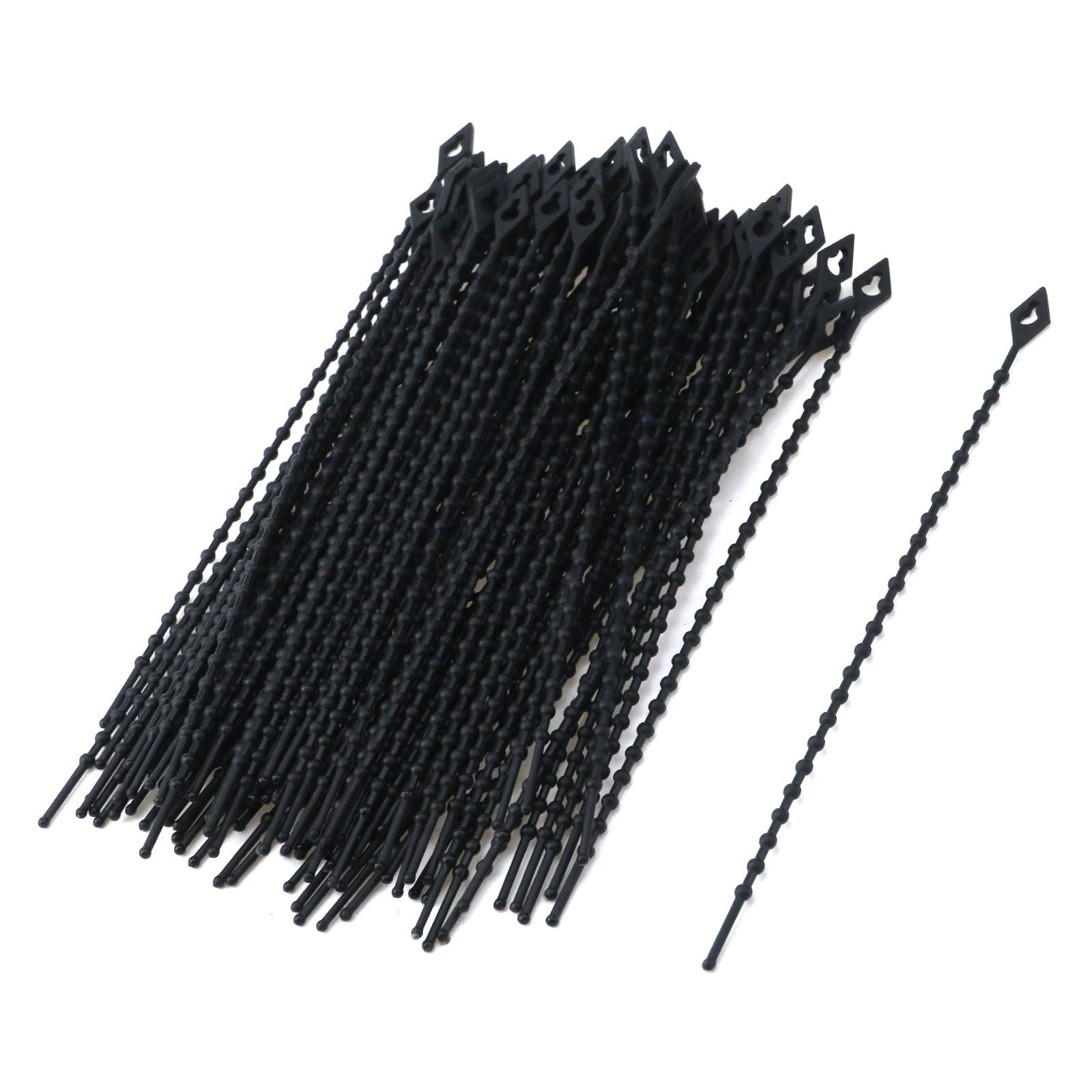 KUMGROT 100pcs Beaded Cable Tie Wrap Cable Zip Ties Heavy Duty Nylon Cable Wire Ties Durable Strong Cable Ties for Garage Home Office Shop 150mm/5.91in Black