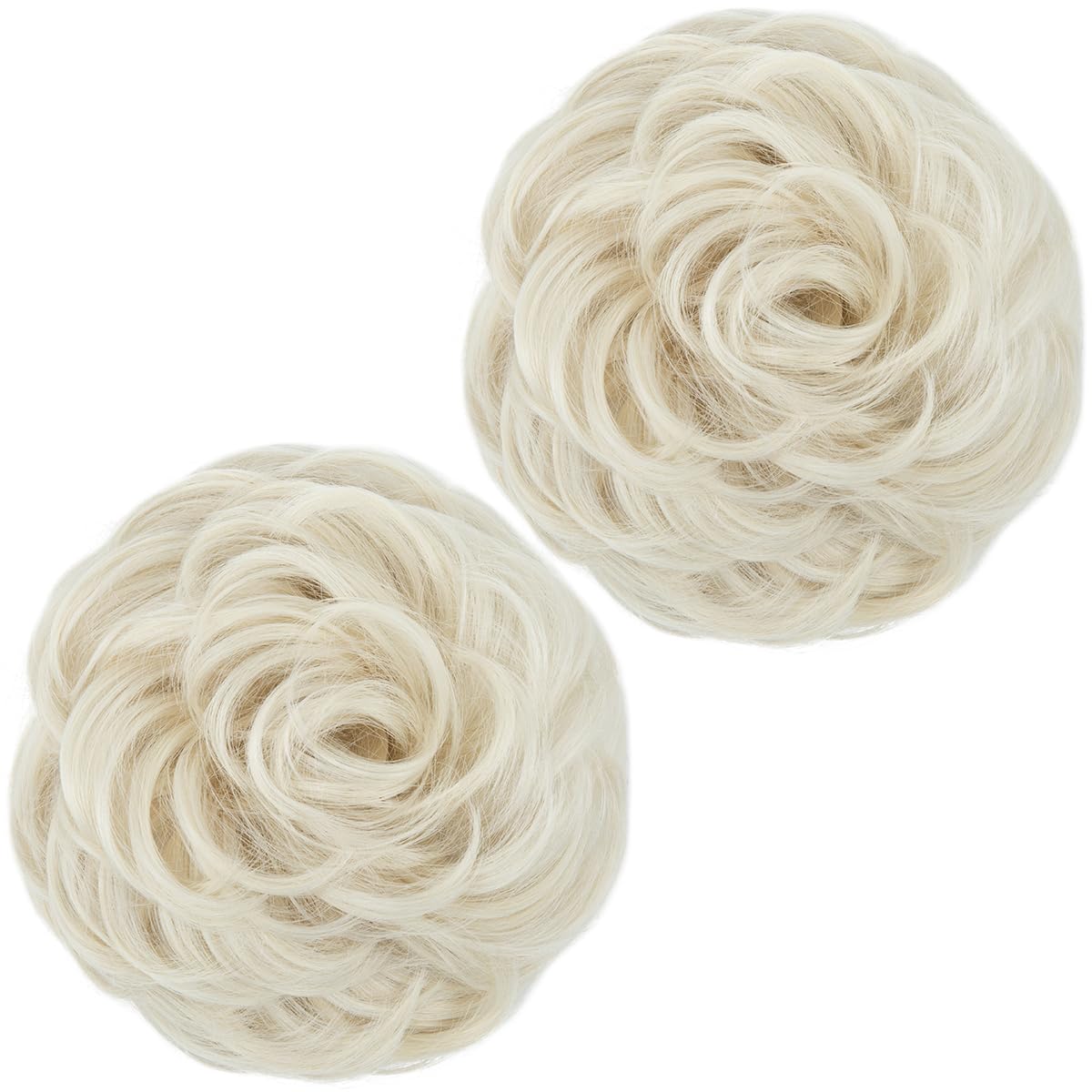 SARLA 2PCS Messy Bun Hair Pieces for Womens Synthetic Scrunchies Buns Extension Hairpieces Updo Pony Tail Platin Blonde - Image 2