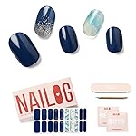 NAILOG Semi Cured Gel Nail Strips, Extra Long Nail Polish Strips (20 Pieces), Long Lasting Semi Cured Nail Stickers with Soft Glossy Gel Finish, Lake Dawn