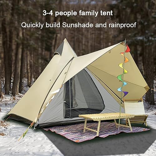 Miniatura 3 de Tienda de campaña piramidal tipi al aire libre portátil impermeable de doble capa indio Tipi tienda de campaña familiar para senderismo al aire libre