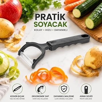 Paslanmaz B akl  Pratik Soyacak, Meyve & Sebze, Havu , Patates, Kabak, Salatal k Soyucu, As labilir Soyma Aparat  2