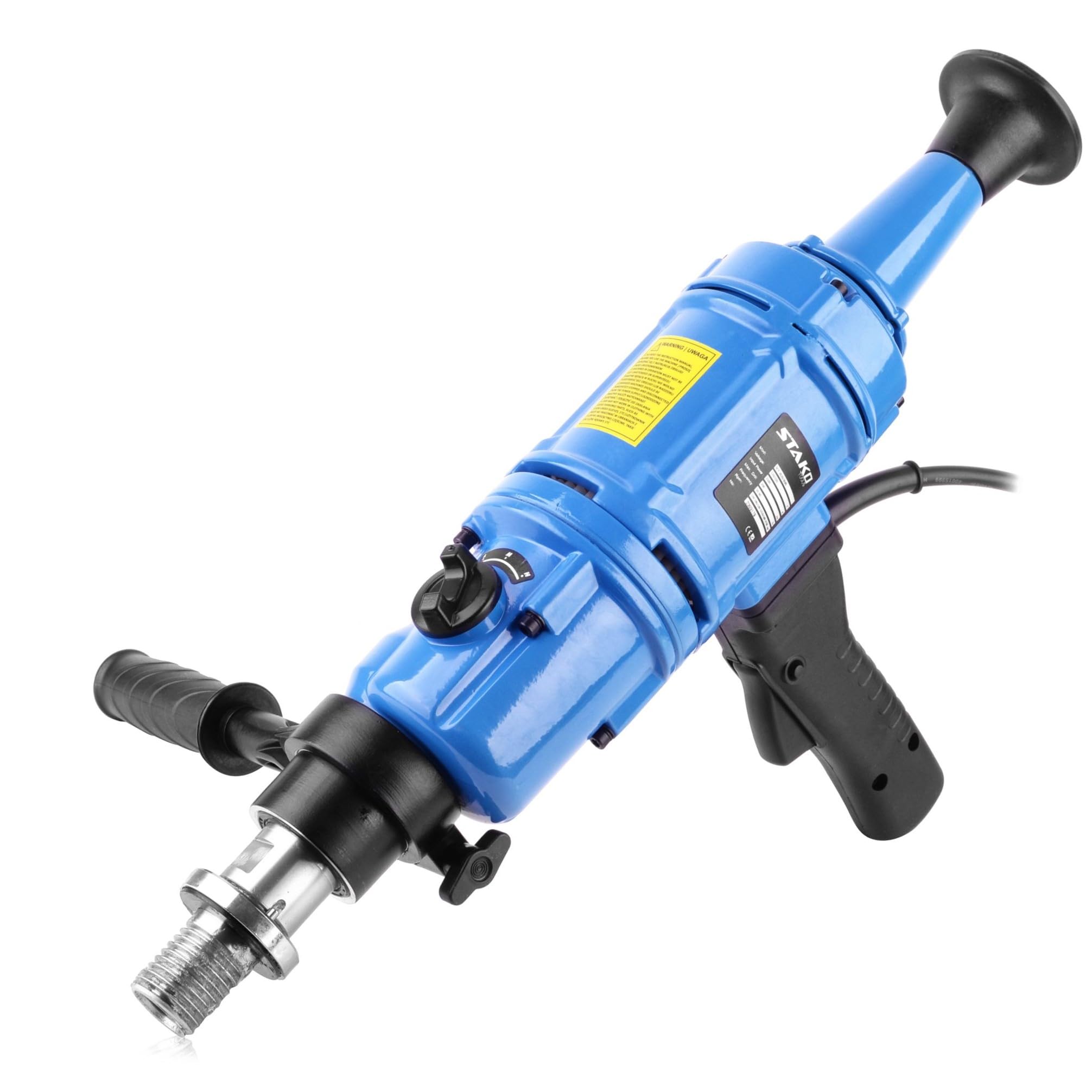 STAKO Professionelle handgeführte Diamant-Kernbohrmaschine mit neigbarem Bohrständer – Max. Bohrdurchmesser Ø202mm – 2100W Motor – 3-Gang-Getriebe – für Beton – 2730U/min – für Nass & Trockenbohrungen