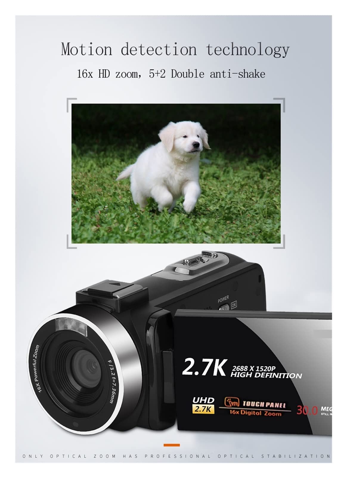 Cámara de Video, Videocámara videocámara 3.0 Pulgada IPS HD Vlogging Camera Touch Screen Real 2.7k cámaras Digitales y grabadora de Video(with 32GB SD Card,DV03-Lens)