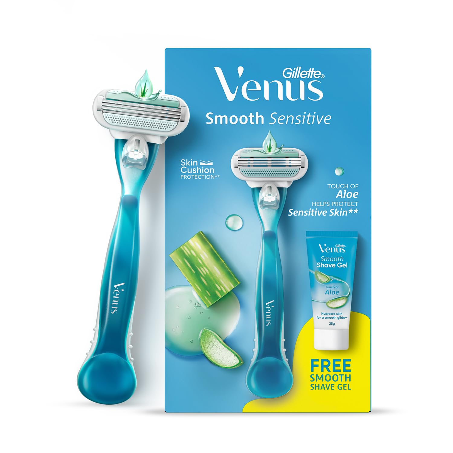 Gillette Venus Smooth Hair Removal Razor for Women with Aloe Vera with FREE Venus Smooth Shave Gel, 1 Pc-image-13