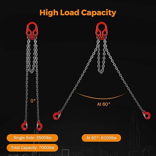Miniatura 7 de BEAMNOVA Cadenas de elevación con ganchos ajustadores, 516 pulgadas x 10 pies, 7000 libras  3.18 toneladas, eslingas de cadena para polipasto de
