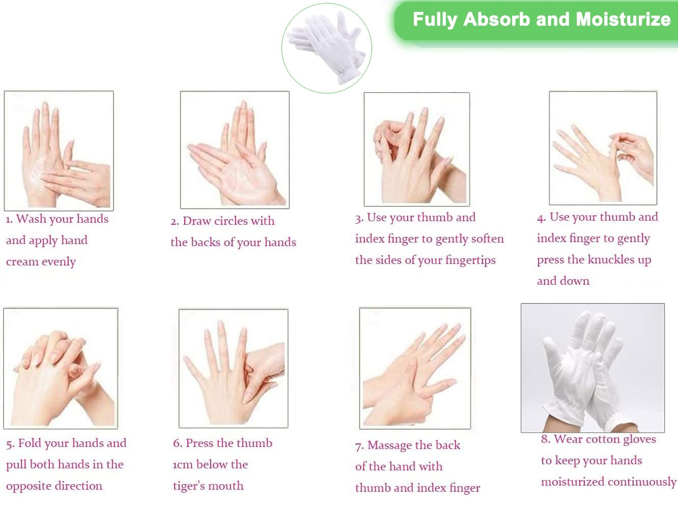6 pezzi (3 paia) guanti in cotone bianco per mani asciutte, idratanti, cosmetici, eczema, spa e monete, ispezione, handsc