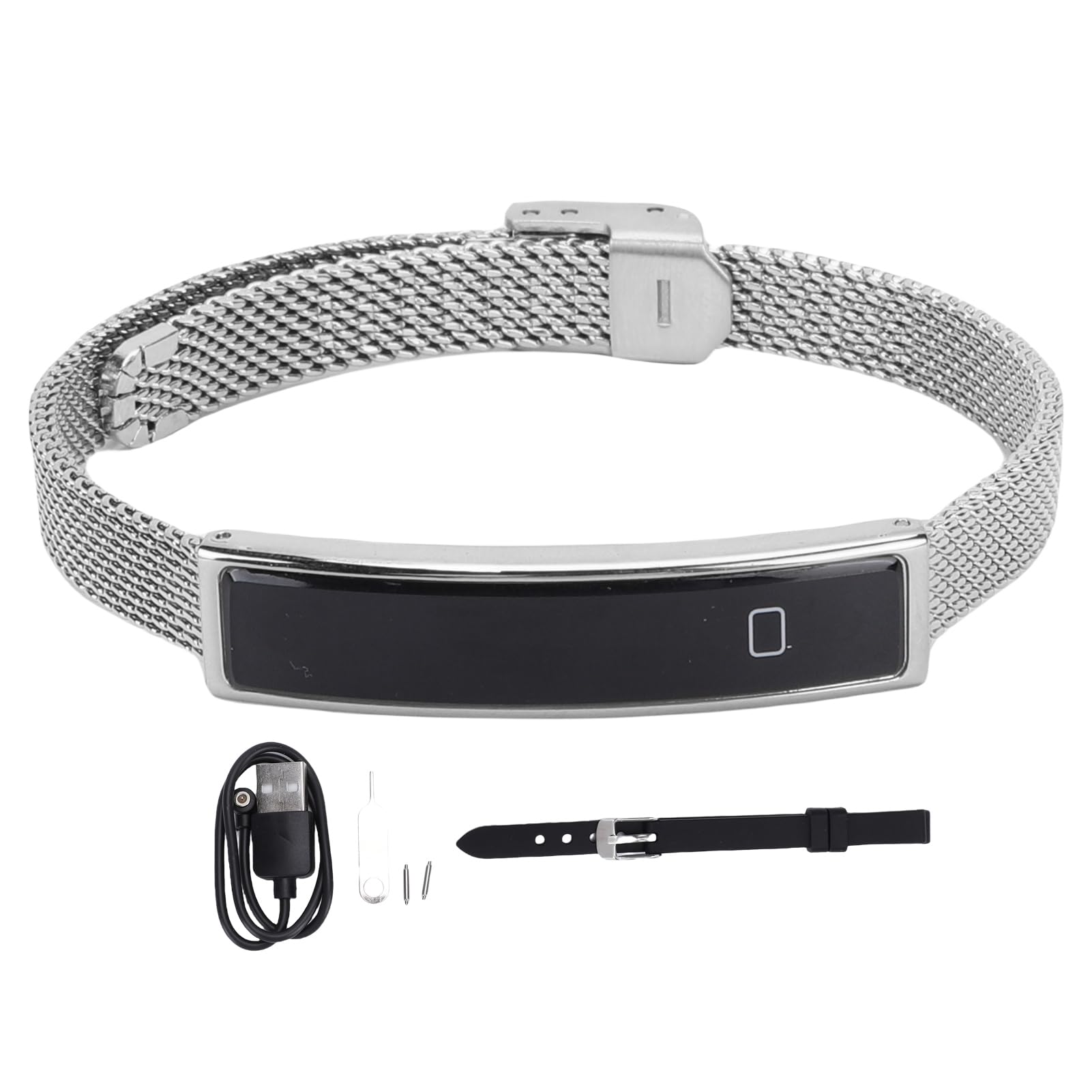 SUNGOOYUE Pulsera Inteligente, Rastreador de Actividad con Monitor de Frecuencia Cardíaca, Contador de Pasos, Rastreador de Sueño, Reloj Inteligente para Mujeres, Hombres y Niños, con (Silver)