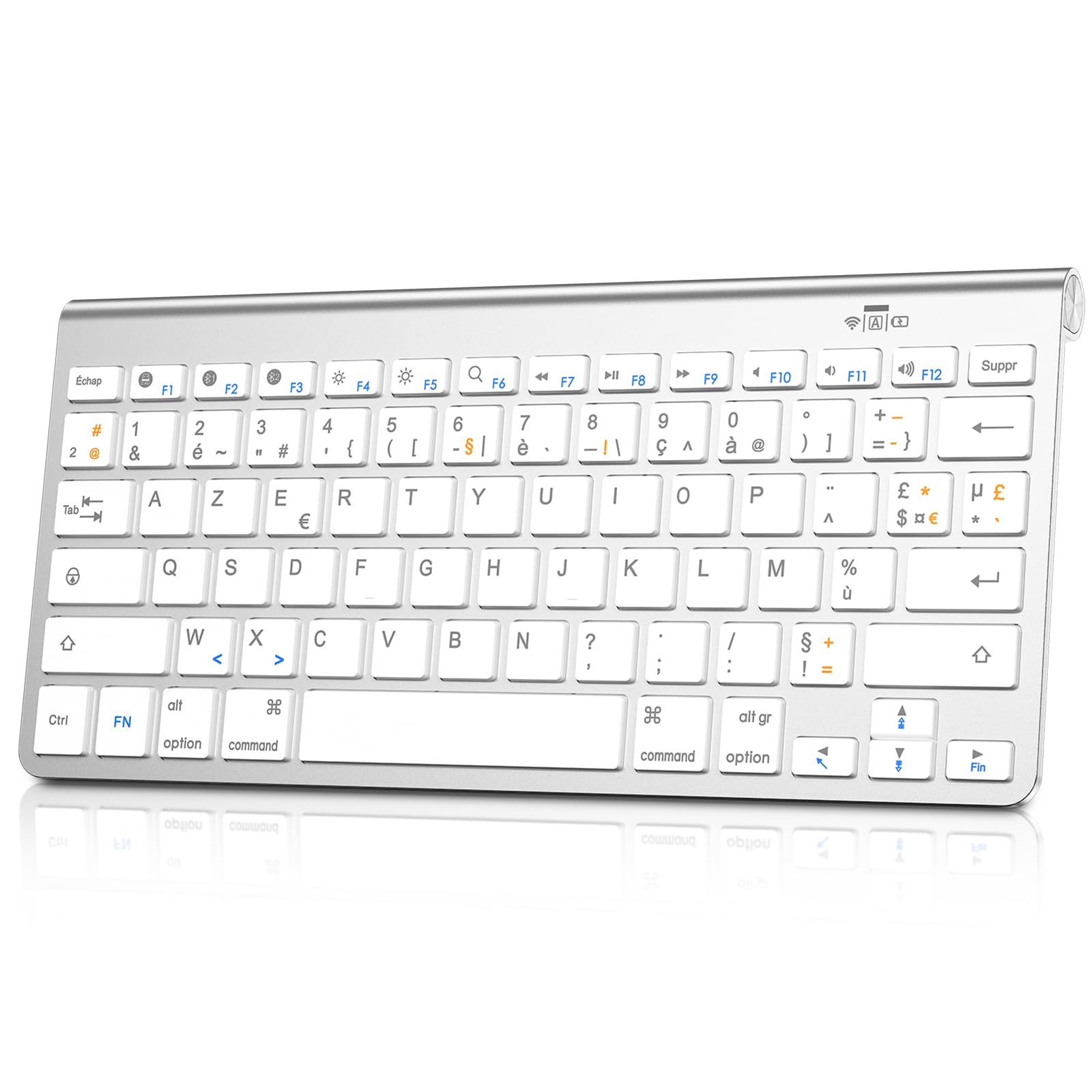 Clavier sans fil AZERTY blanc Bluetooth mini compact pour ordinateur portable - 8
