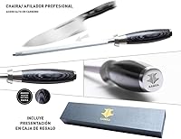 Vista 3 de KANKA Cuchillo afilador de alta calidad de 9 pulgadas, varilla de acero inoxidable de alto carbono de alta calidad para cuchillos con mango