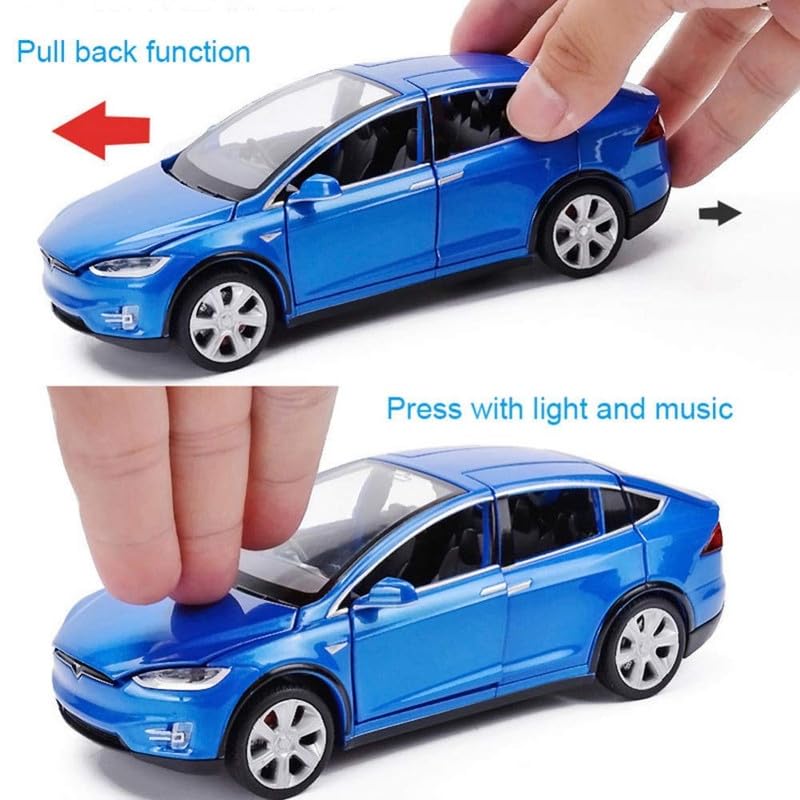 Image of Play Boy 1:32 T X Model Diecast Metal Alloy Pullback Toy Vehicle with Openable Doors Light and Music Car for Kids (Multicolor)