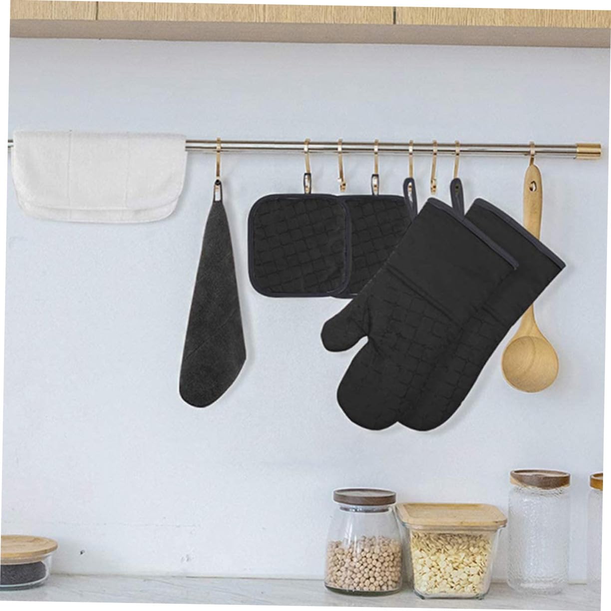 Hitzeschutzhandschuh Hitzebeständig Ofenhandschuhe Küchenbedarf Mikrowellenhandschuh Hitzebeständiger Handschuh Praktische Aufhängeöse Kochen Grillen