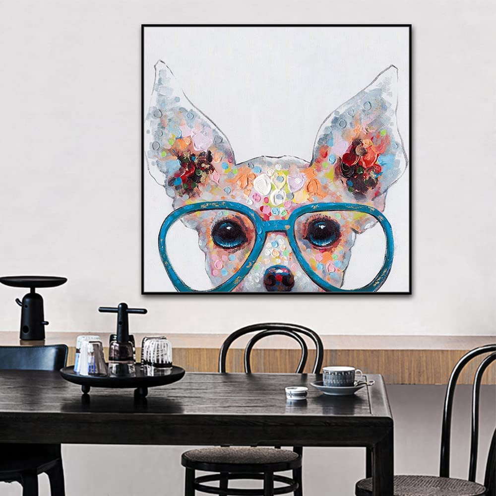 Peintures à l'huile sur toile pour remplacer une affiche fade par un grand chien mignon texturé