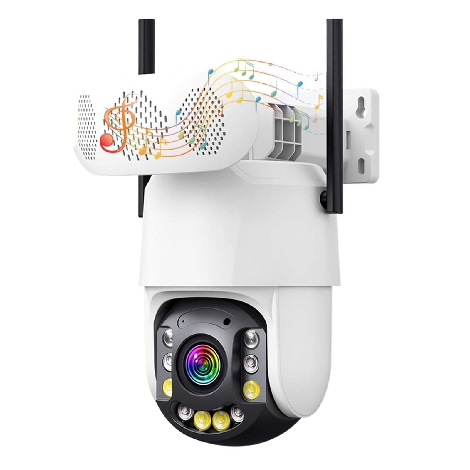 JVDDI 5MP Bluetooth Speaker Wifi PTZ 50X Zoom Camera Waterproof Outdoor Wireless Cctv Security Color Night Vision IP Camera(White WiFi 64G Card)