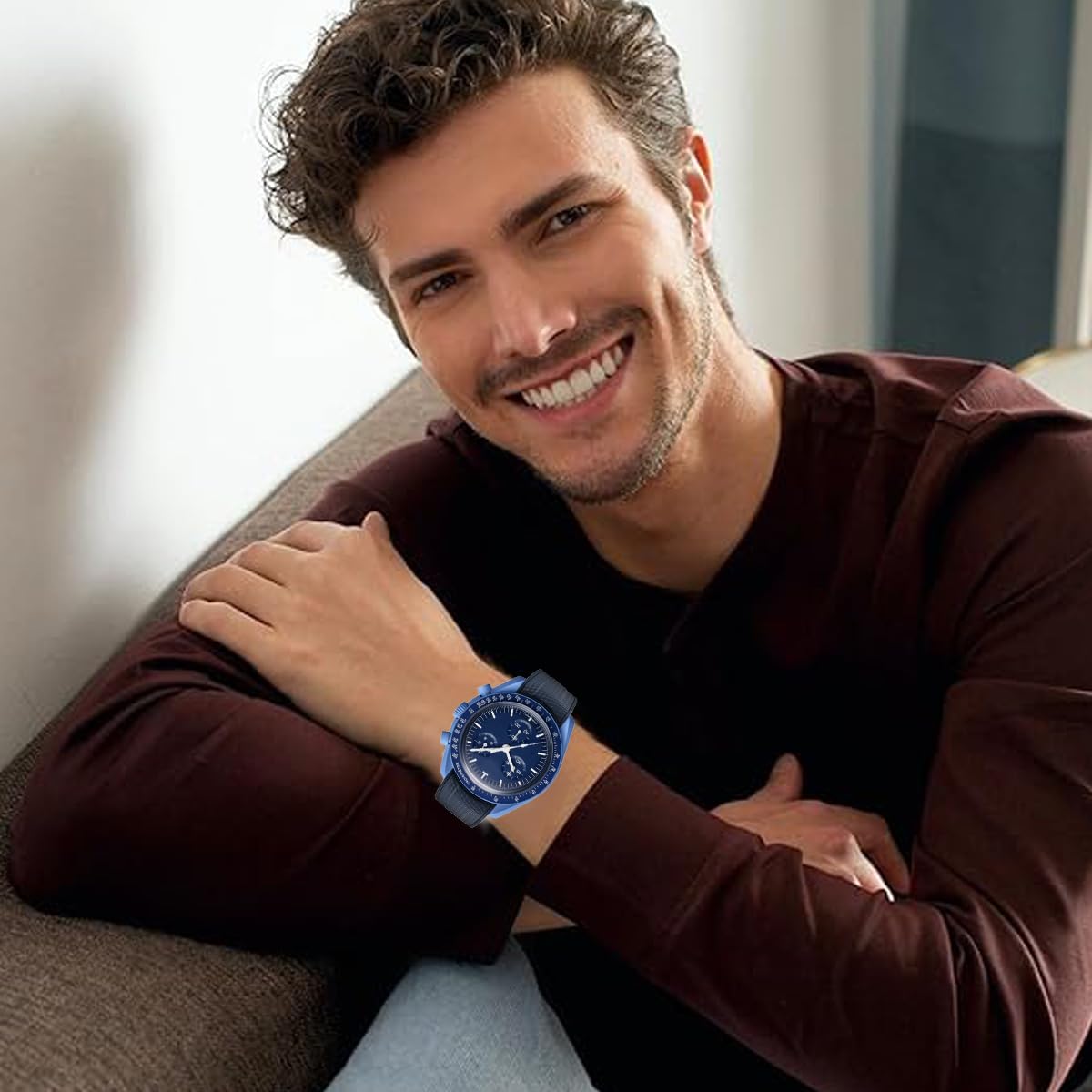 Bands for Moonswatch Watch Rubber for Omega x Swatch MoonSwatch 20mm Rolex Seiko Watch Silicone Men with Stainless Steel Replacement Bracelet Original Bracelet Omega x Swatch MoonSwatch Speedmaster