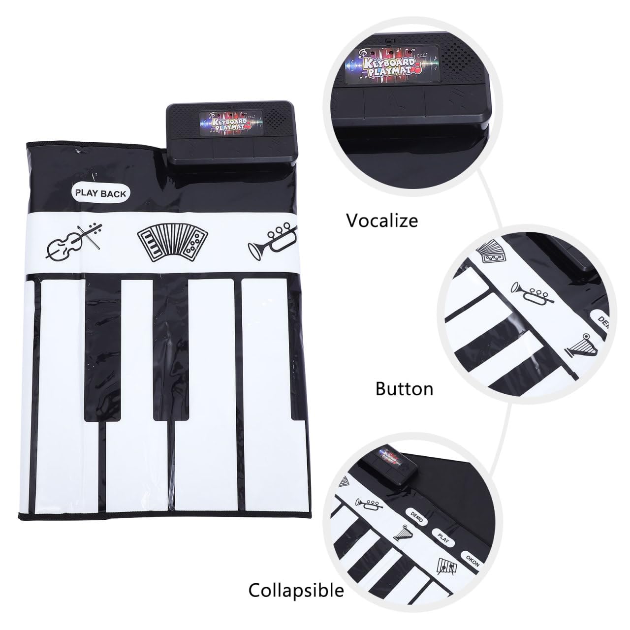 Tappeto Pianoforte Musicale 180x72cm, 1 Pezzo Bianco