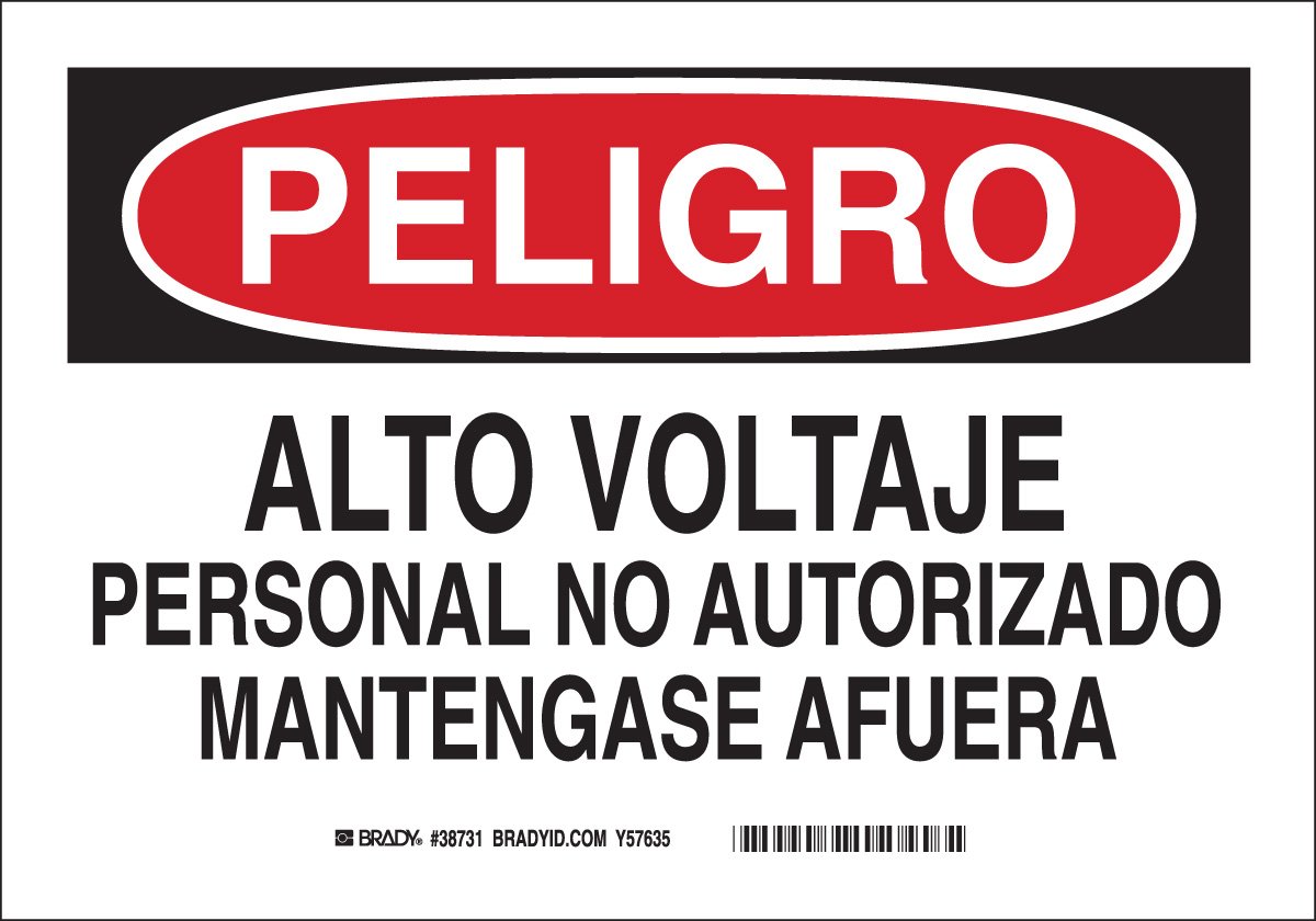 Panneau de danger électrique Brady Peligro pour interdire l'accès non autorisé - 2