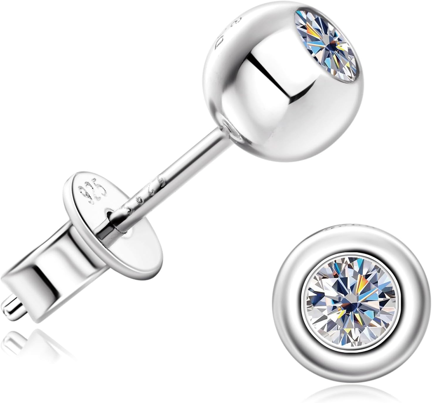 Gold Ball Moissanite Stud Earrings D Color VVS1 Clarity 925 Sterling Silver Trendy Ball Stud Earrings for Women or Men