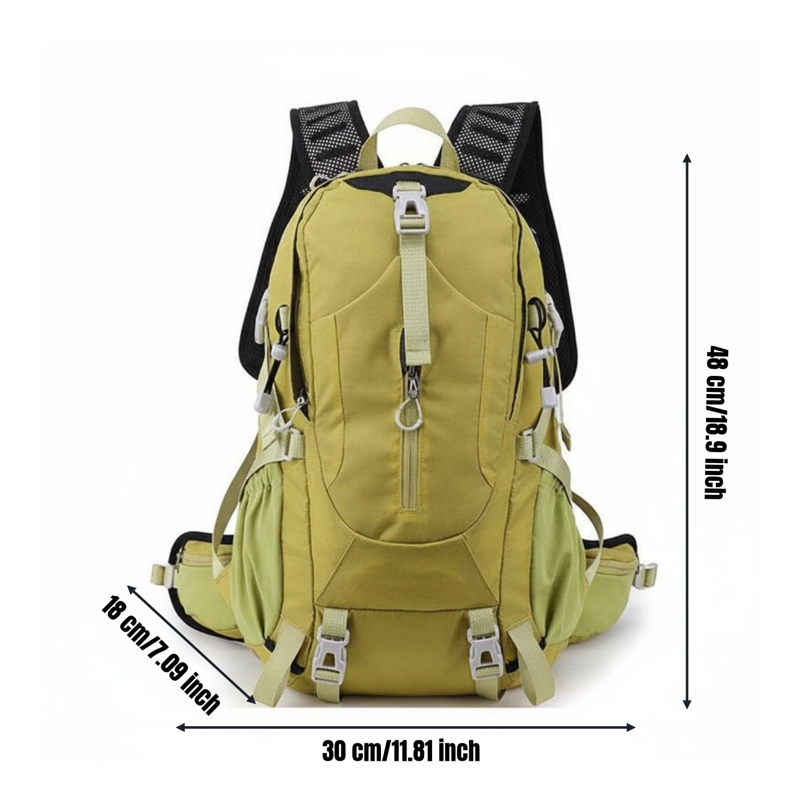 Zaino da Trekking Grande Capacità Zaino da Montagna Multifunzionale per Campeggiatori, Viaggiatori, Campeggio, Viaggio, Giallo+Verde
