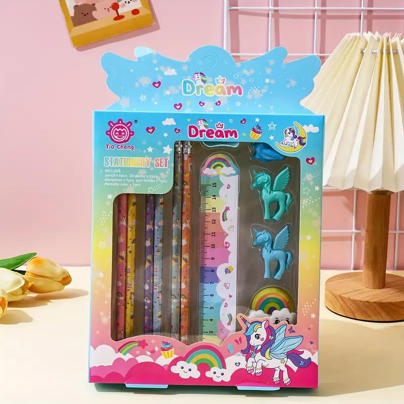 plutofit Unicorn Theme Like Stationary Pencil Set for School kids with 6 Pencils, 4 Erasers,1 Sharpener, 1 Pencil Grip (B0CPVJXDMG) Amazon Price History, Amazon Price Tracker