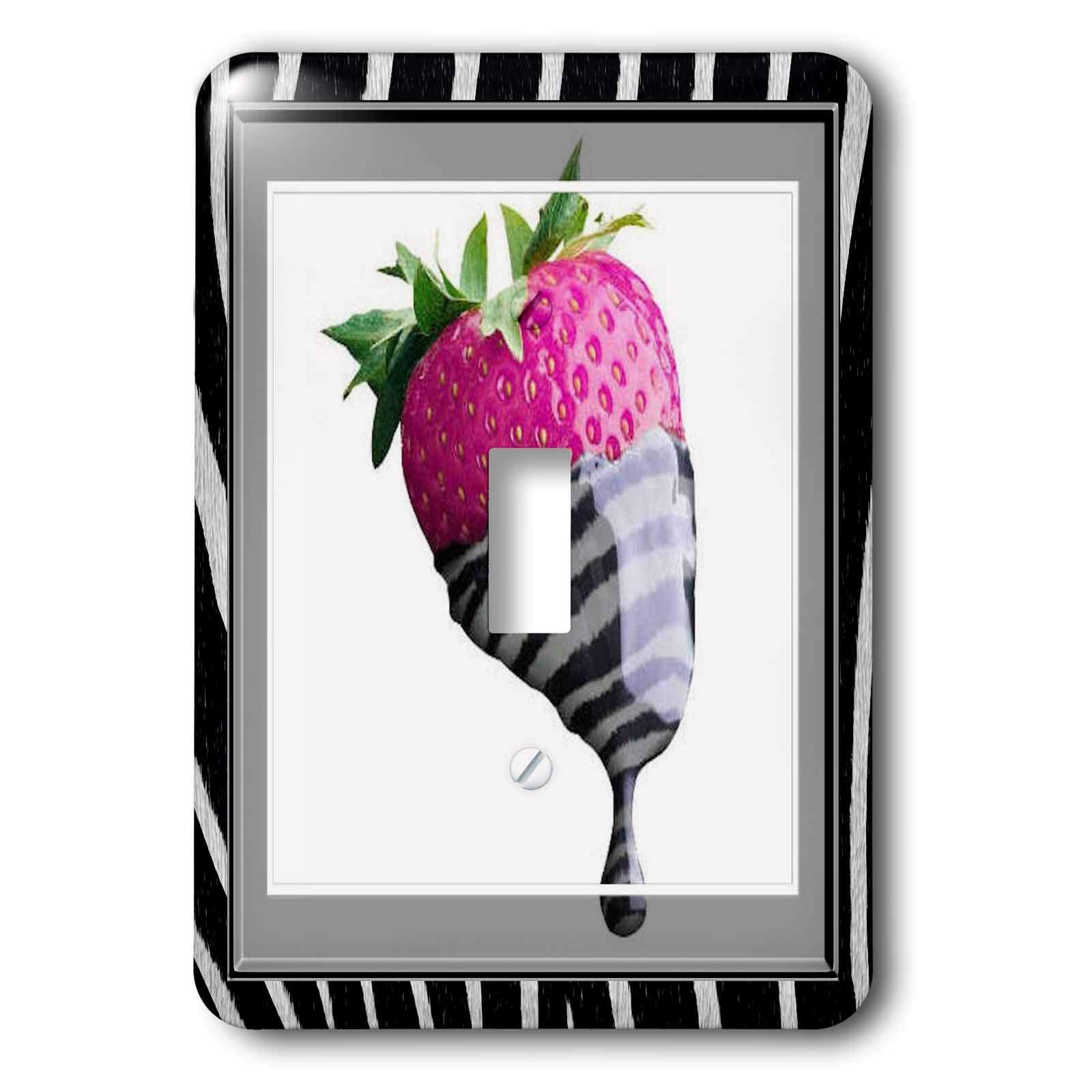 Fraise en givrage zébré plaque interrupteur simple 3dRose lsp_21308_1 décoration murale