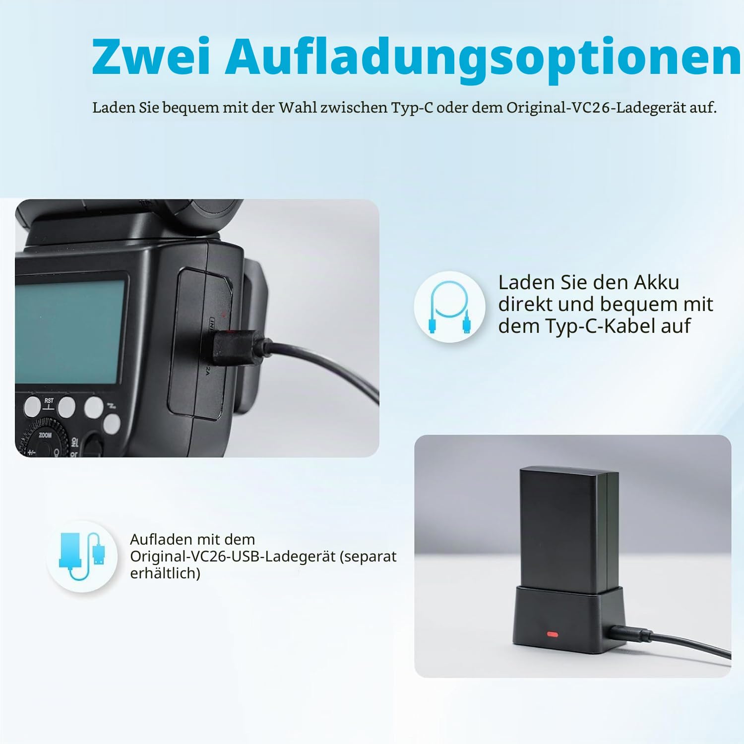 Godox VB30 Akku für V100 V1Pro V1, Akku Ersatz mit USB C Port für V1ProC V1ProS V1ProN V1S V1C V1N V1F V1O V1P V100C V100N V100S V860III-S V860III-C V860III-N Kamerablitz Speedlite
