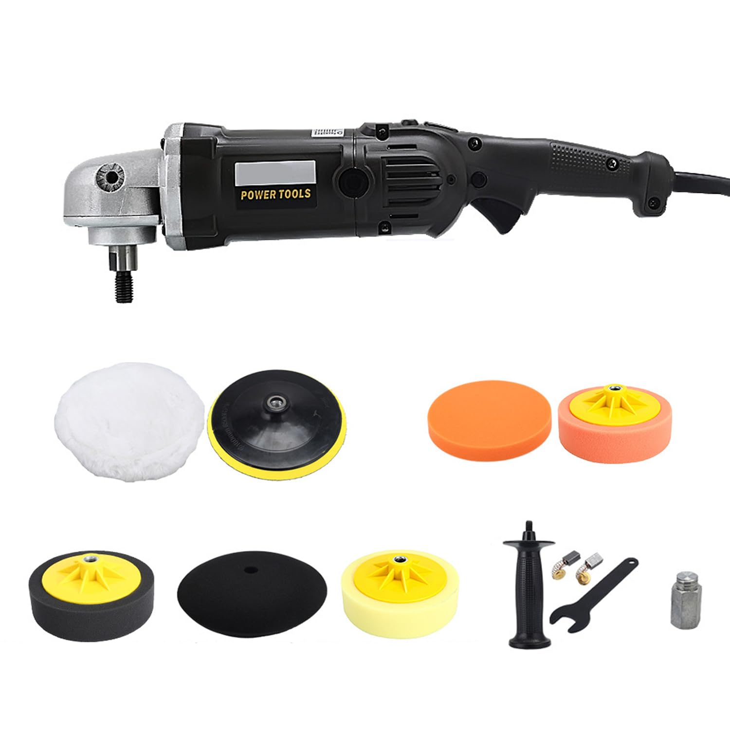 Pulidora Multifuncional de 1300 W, pulidora rotativa con pulidora, Ajuste de Velocidad de 8 velocidades, 600-3500 R/MIN, con Mango de Tornillo de Banco/Placa Plana/cepill