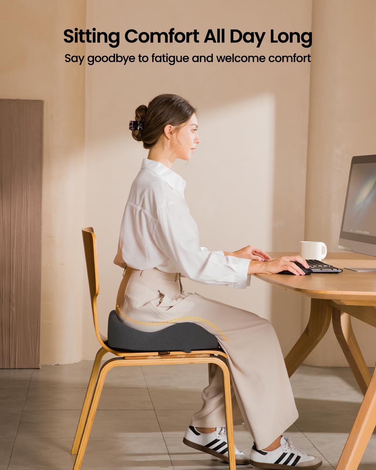 ProtoArc Office Desk Chair Cushion, Ergonomic Coccyx Cushions, Memory Foam Seat Cushion for Car Home - Image 4