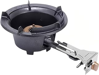 Hornillo Gas Butano, Presión Alta Cocina de Gas Butano con Encendido Automático, Potencia Ajustable, Quemador Individual de Hierro Fundido, Ideal para Cocinar en Wok(34cm)