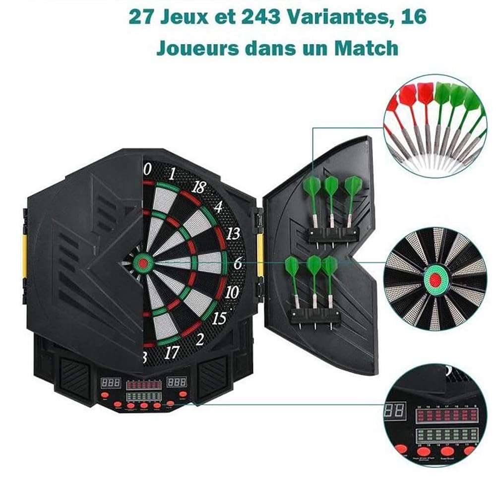 Jeu de fléchettes électronique Soft Classic Cabinet 27 Jeux 216 Variantes 12 Fléchettes
