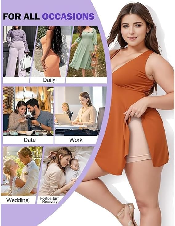 Image of KROYWEN Women's Tummy Tucker High Waist Shapewear with Anti-Rolling Strip Panties Comfortable Body Contouring Underwear Skin